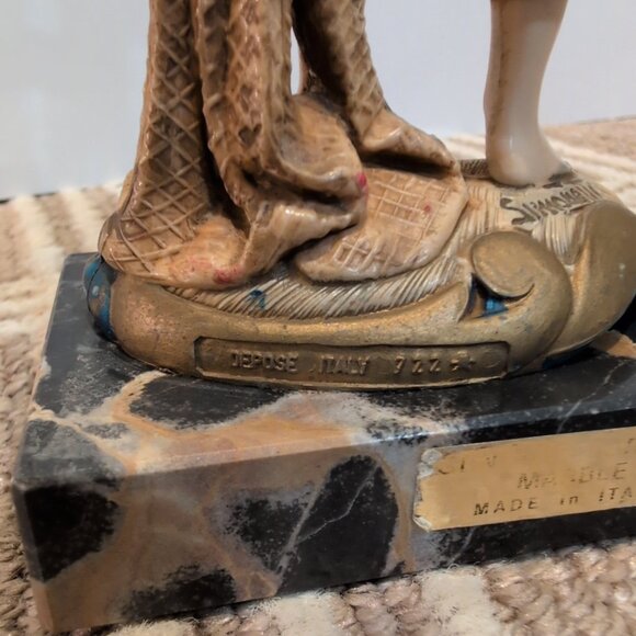 VTG Fontanini Italian Simonelli Depose Carrara Marble Fish Basket Crab Figurine - Picture 12 of 13